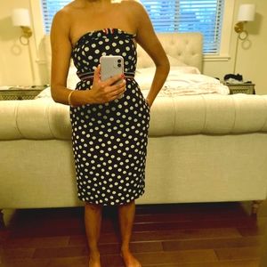 Anthropologie polka dot strapless dress